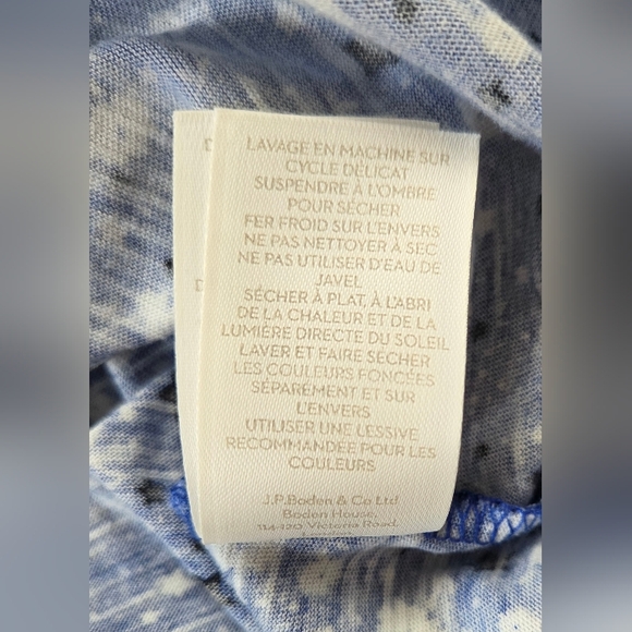 Boden Bay Womens Jersey 3/4 Sleeve Top Size 8 Blue/White Floral Star Print - Picture 10 of 10